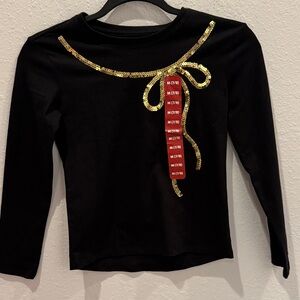 Members Only Black Shirt with Gold Sequin Bow